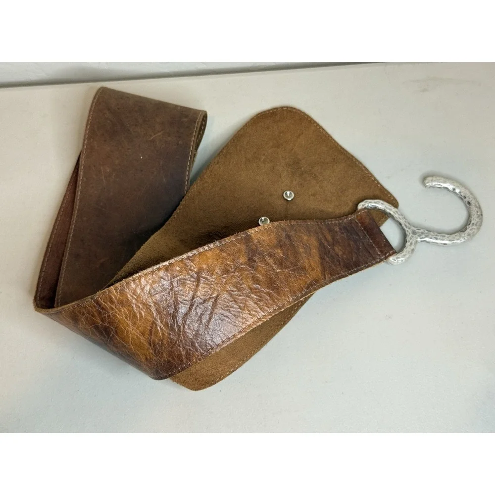 Leatherock Vintage Brown Suede Wide Waist Hip Belt Silver Hook Buckle USA 36